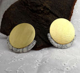 Gold plated Designer Unique Gemstone Big Stud Earring SKU6098