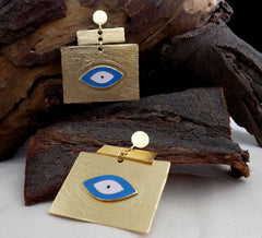Gold plated Designer Protective Evil Eye Drop and Dangle Earring SKU6102