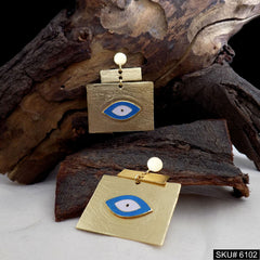 Gold plated Designer Protective Evil Eye Drop and Dangle Earring SKU6102