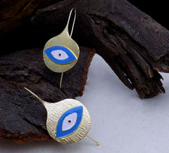 Gold plated Designer Protective Evil Eye Ear Wire Earring SKU6105