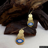 Gold plated Designer Protective Evil Eye Long Ear Wire Earring SKU6107