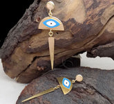 Gold plated Designer Protective Evil Eye Drop and Dangle Earring SKU6111
