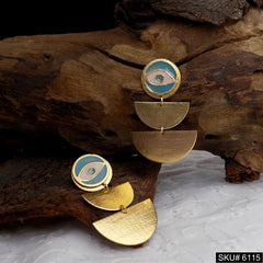 Gold plated Designer Protective Evil Eye Drop and Dangle Earring SKU6115