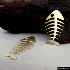 Gold plated Designer Fish Bone Big Stud Earring SKU6122