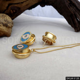 Gold plated Unique Design of Protective Eye Charm Stud Earring and Necklace SKU6126