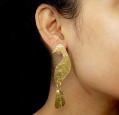 Gold plated Designer Peacock Style Big Stud Earring SKU6139