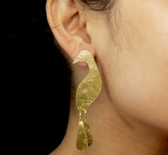 Gold plated Designer Peacock Style Big Stud Earring SKU6139