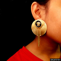 Gold plated Statement Antique Big Stud Earring SKU6161
