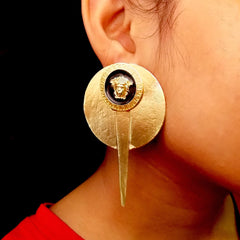 Gold plated Statement Antique Big Stud Earring SKU6161