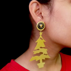 Gold plated Statement Antique Christmas Tree Drop and Dangle Earring SKU6162