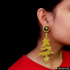 Gold plated Statement Antique Christmas Tree Drop and Dangle Earring SKU6162