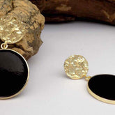 Gold plated Statement Hammered Style Drop and Dangle Earring SKU6173
