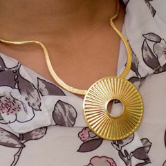Gold plated Statement Big Pendent Unique Designer Necklace SKU6178