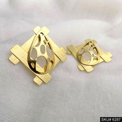 18K Gold Plated Texture Geometrical Earring SOKU# 6287
