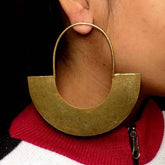 Gold plated Handmade Big Loop Plain Big Stud Earrings SKU6308