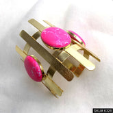 18K Gold Plated Gemstone Cuff Bangle