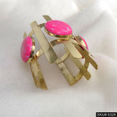 18K Gold Plated Gemstone Cuff Bangle