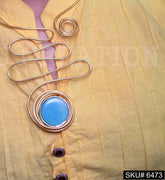 Gold Plated Unique Spiral Snake With Blue Gemstone SKU6473