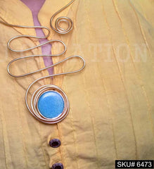 Gold Plated Unique Spiral Snake With Blue Gemstone SKU6473