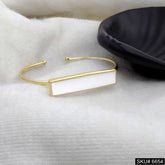 Gold Plated Statement White Rectangle Delicate Design of Cuff SKU6654
