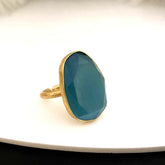 Gold Plated Handmade Blue Gemstone Ring SKU6866