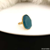 Gold Plated Handmade Blue Gemstone Ring SKU6866