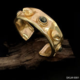 Gold Plated Hammered Cuff With Gold Pearl and Labra Stone Design of Cuff SKU6981