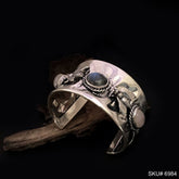 Mattel Plated Hammered Cuff with Labradorite Stone Dragonfly Design of Cuff SKU6984