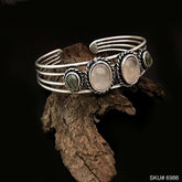 Black Plated Labradorite Stone Gemstone Twisted Wire Design of Cuff SKU6986