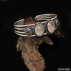 Black Plated Labradorite Stone Gemstone Twisted Wire Design of Cuff SKU6986