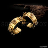 Gold plated Flower Hammered Hoops Style Push Back Earring SKU6990