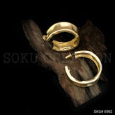 Gold plated Hammered Hoops Style Push Back Earring SKU6992