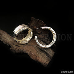 Gold plated Hammered Hoops Style Push Back Earring SKU6992