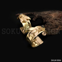 Gold plated Dragonfly Hammered Hoops Style Push Back Earring SKU6994