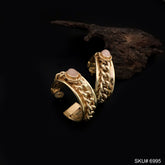 Gold plated Cable Chain Twisted Wire Gemstone Hammered Hoops Style Push Back Earring SKU6995