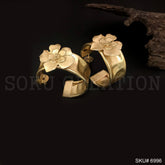 Gold plated Flower Hammered Hoops Style Push Back Earring SKU6996