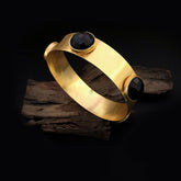 Gold Plated Simple Design of Bangle With Black Gemstone SKU7005