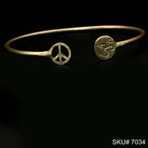 Gold Plated Plain Statement Om Sign of Designer Cuff SKU7034