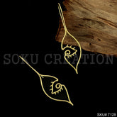 Gold Plated Unique Statement Eye Leaf Style Ear Wire Earring SKU7128