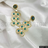 Gold Plated Twisted Wire With Labra and Turquoise Stone Hnadmade Drop and Dangle Earring SKU7130