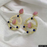 Gold Plated Statement Drop Style in Stone Handmade Drop and Dangle Earring SKU7142