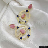 Gold Plated Statement Drop Style in Stone Handmade Drop and Dangle Earring SKU7142