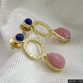 Gold Plated Statement Drop Style in Stone Handmade Drop and Dangle Earring SKU7149
