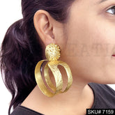 Gold Plated Statement Hoops style Handmade Drop and Dangle Earring SKU7159