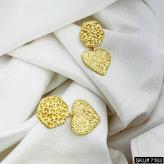 Gold Plated Statement Twisted Wire Heart style Handmade Drop and Dangle Earring SKU7163