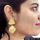 Gold Plated Statement Twisted Wire style Handmade Drop and Dangle Earring SKU7165