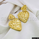 Gold Plated Statement Twisted Wire Heart style Handmade Drop and Dangle Earring SKU7168