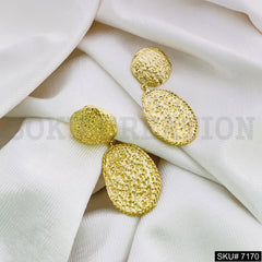 Gold Plated Statement Oval Shape Style Twisted Wire Handmade Drop and Dangle Earring SKU7170