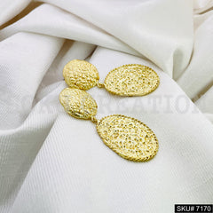 Gold Plated Statement Oval Shape Style Twisted Wire Handmade Drop and Dangle Earring SKU7170