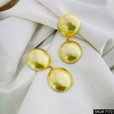 Gold Plated Statement Simple Plain Rounded Shape style Handmade Drop and Dangle Earring SKU7172